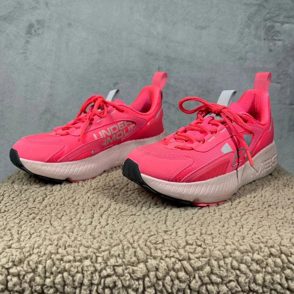 Under Armour HOVR Mega 2 MVMNT Mens 8 Pink Silver Running Shoes Womens 9.5